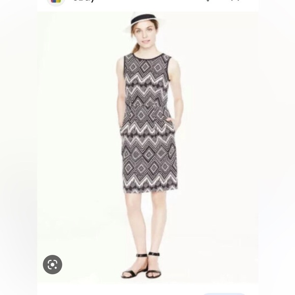 J.CREW sleeveless diamond ikat dress with pockets style A1812 size 4 - Picture 2 of 11